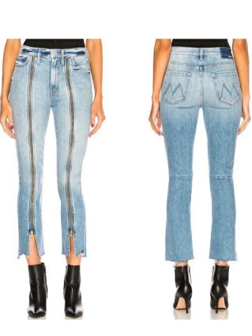 NWT MOTHER Denim High-Waisted Rascal Zip Step Fray Jeans in Misbeliever - Picture 2 of 9